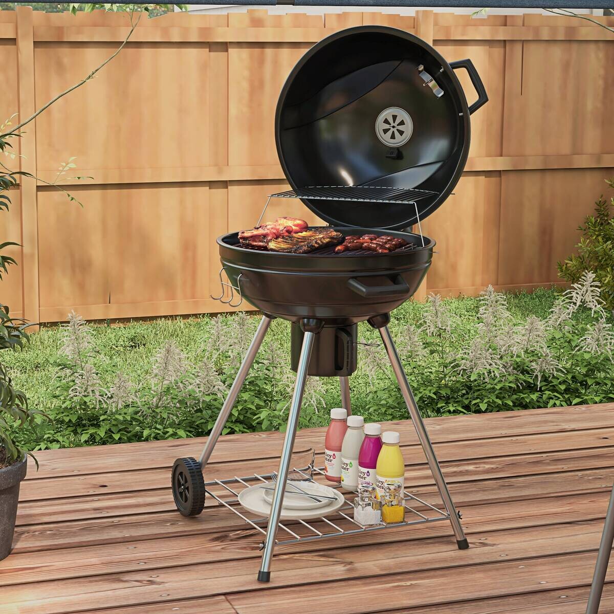 Outsunny Grill Edelstahl B/H/L: ca. 55x65x89 cm