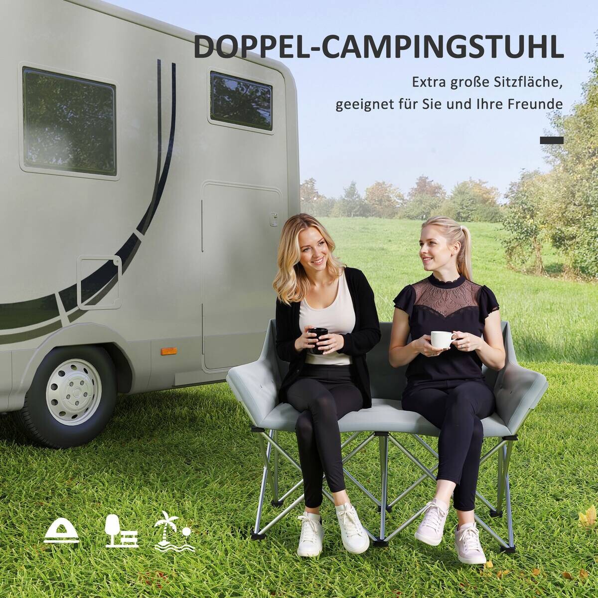 Outsunny Campingstuhl grau Metall B/H/L: ca. 57x95x120 cm