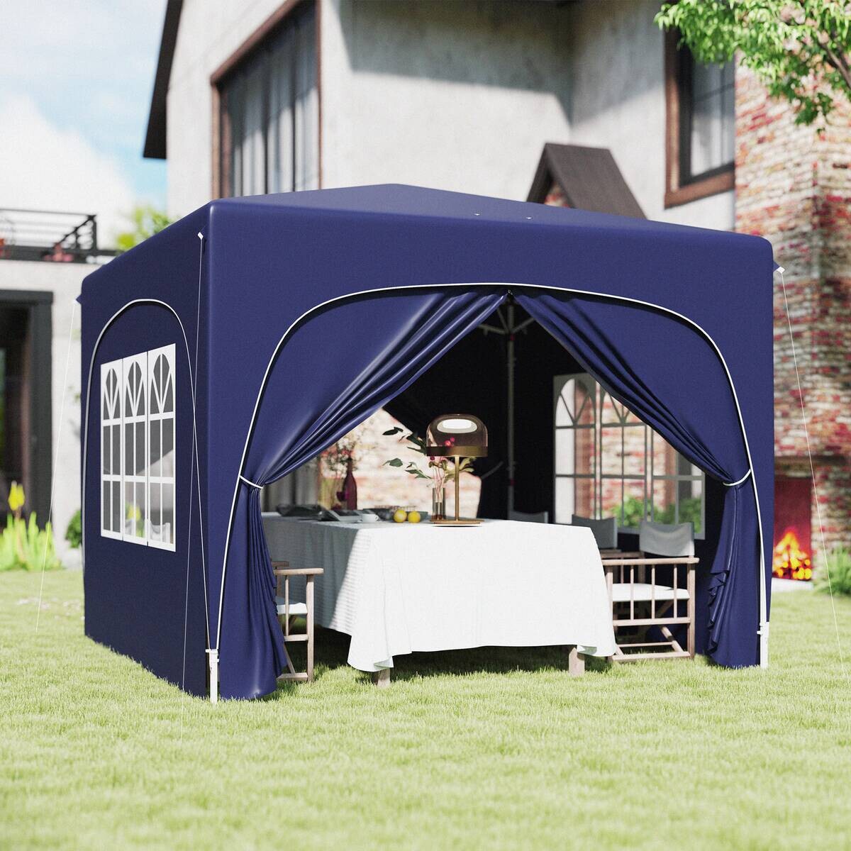 Outsunny Pavillon blau Polyester B/H/L: ca. 300x273x300 cm