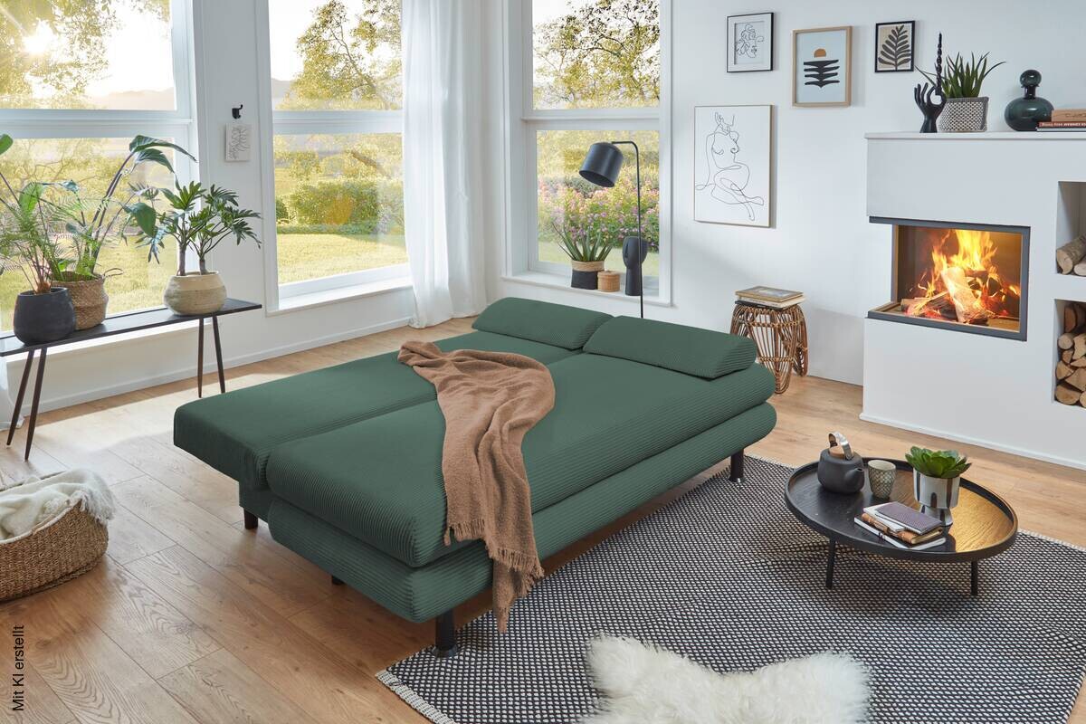 Schlafsofa Bern grün Microfaser B/H/T: ca. 190x93x92 cm