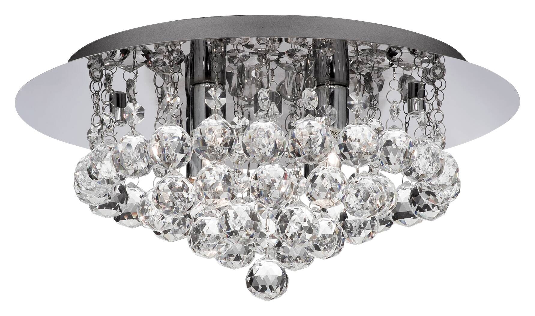 Searchlight Deckenleuchte Hanna Chrom transparent Glas Stahl B/H/L/D: ca. 35x17,5x35x35 cm G9 4 Brennstellen