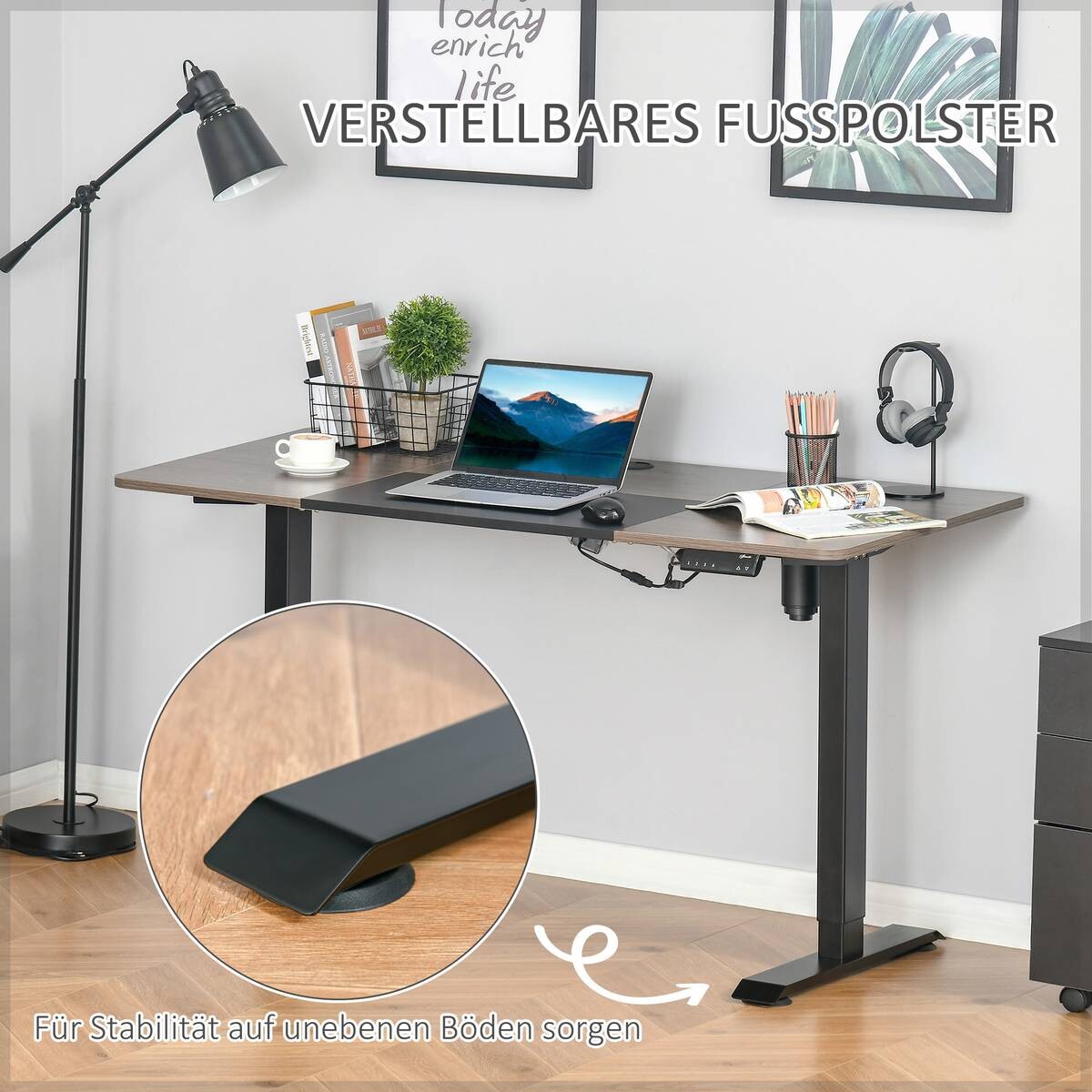 Schreibtisch 920-071V90BK natur Holz Nachbildung schwarz B/H/T: ca. 140x116x70 cm