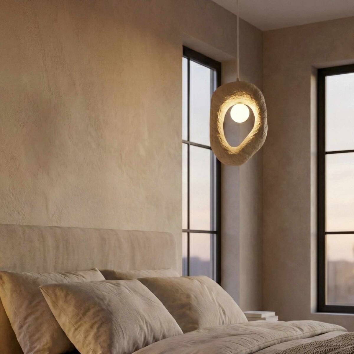 Opviq Pendelleuchte beige Metall B/H/T/L: ca. 12x110x30x12 cm E27 1 Brennstellen
