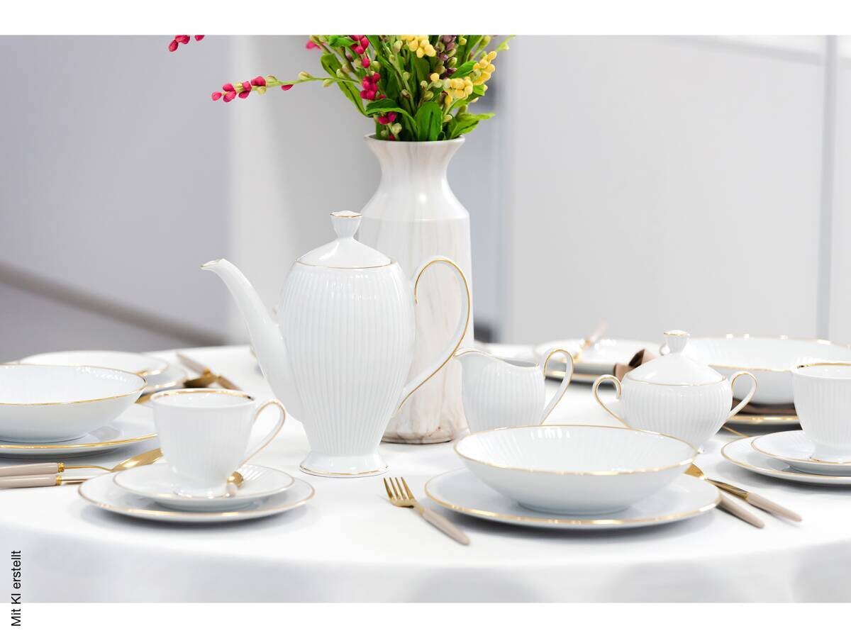 CreaTable Tafelservice Valencia gold Porzellan 12 tlg.