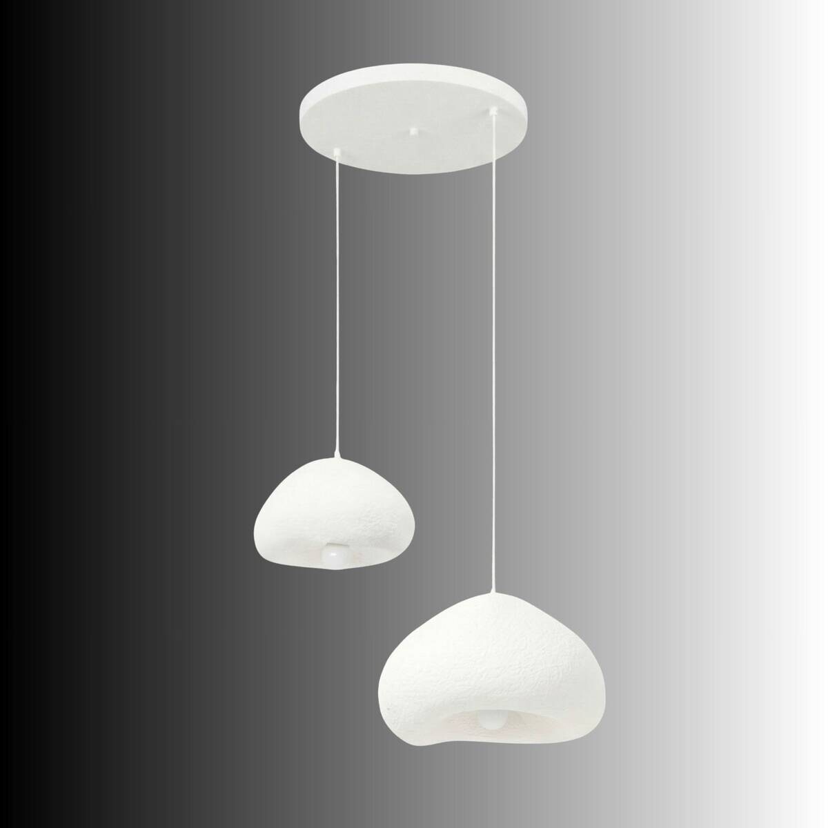 Opviq Pendelleuchte weiß Metall Fiberglas B/T/L: ca. 70x70x70 cm E27 2 Brennstellen