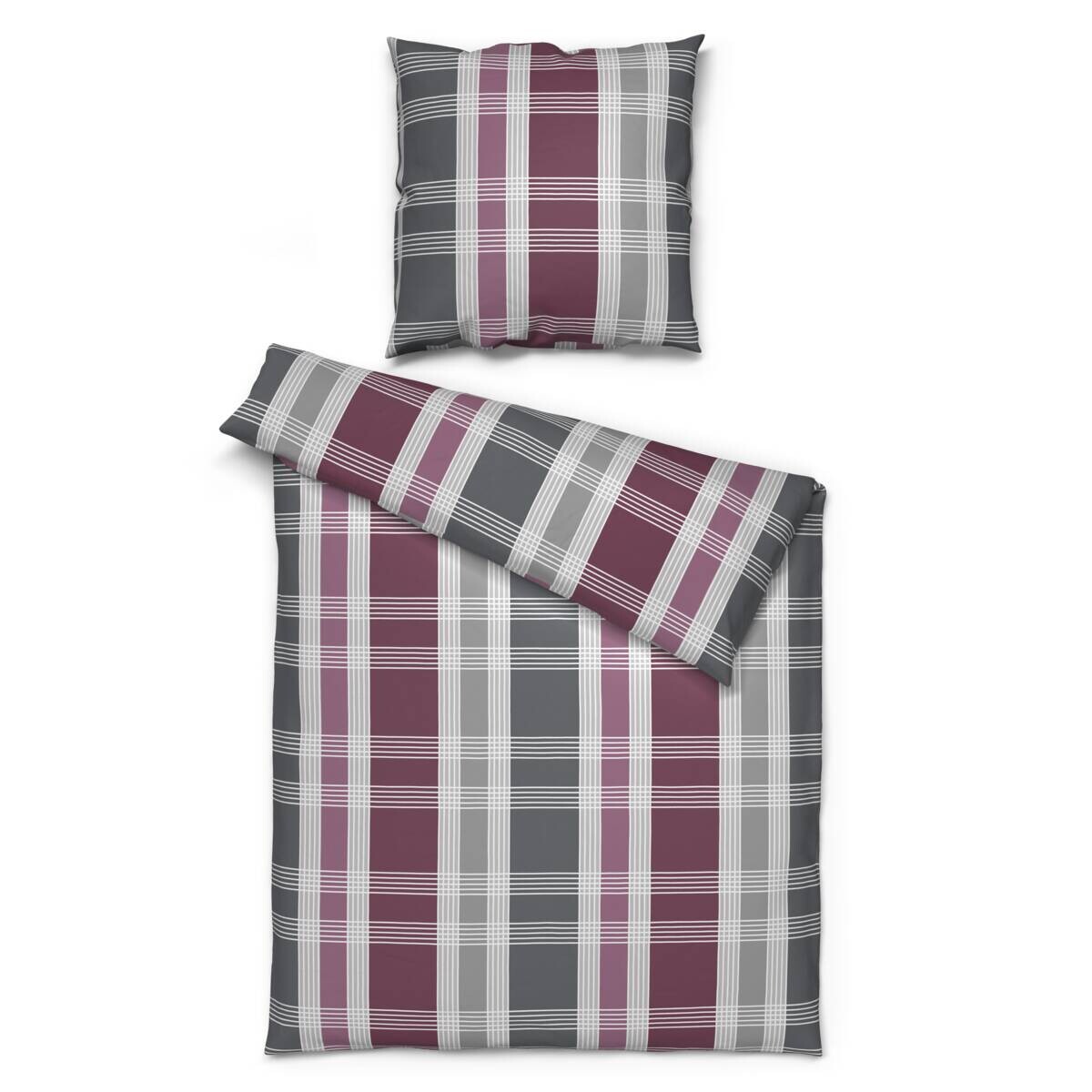 Baumwoll Bettwäsche Biber bordeaux 40% Polyester, 60% Baumwolle B/L: ca. 135x200 cm