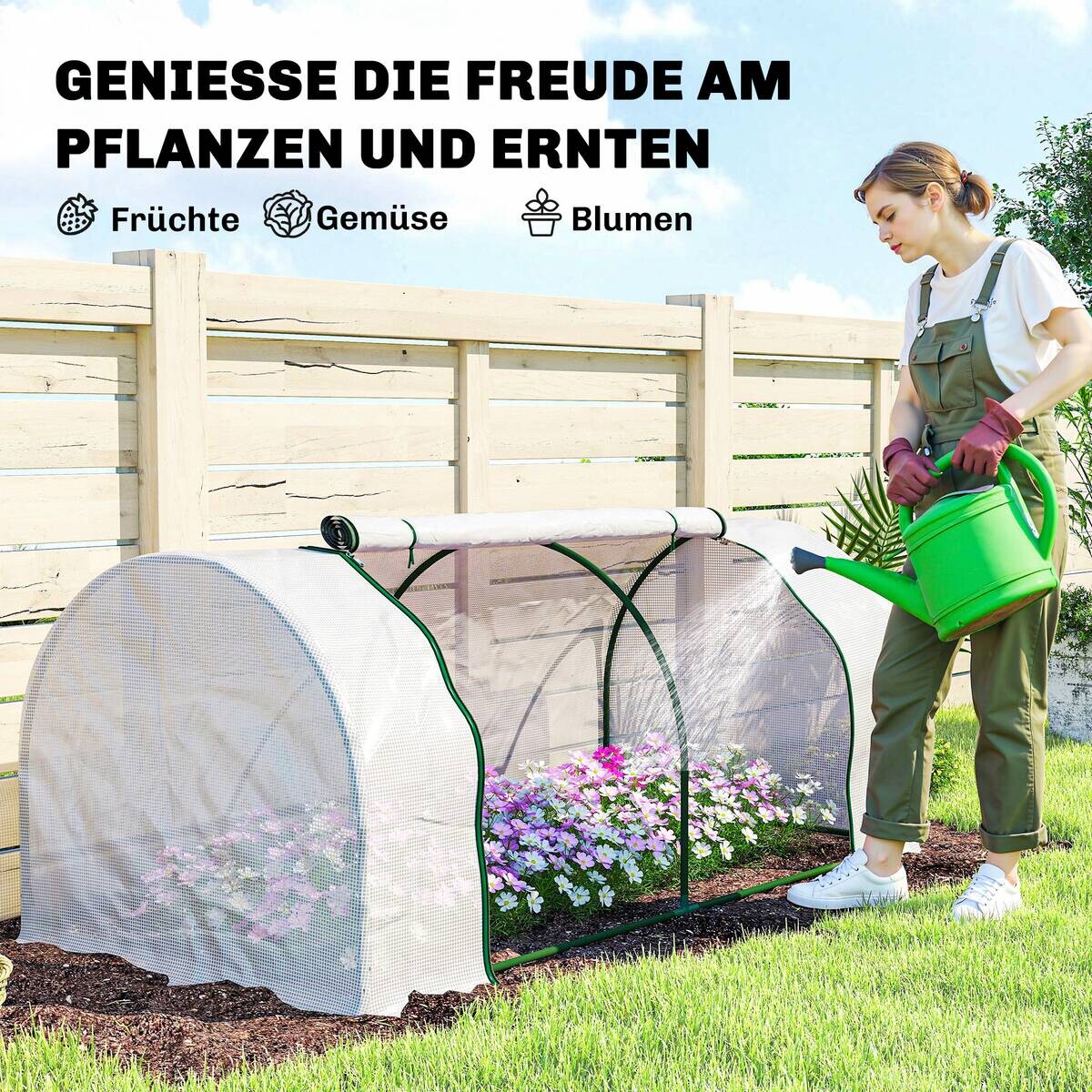Outsunny Gewächshaus B/H/T/L: ca. 100x80x100x200 cm weiß