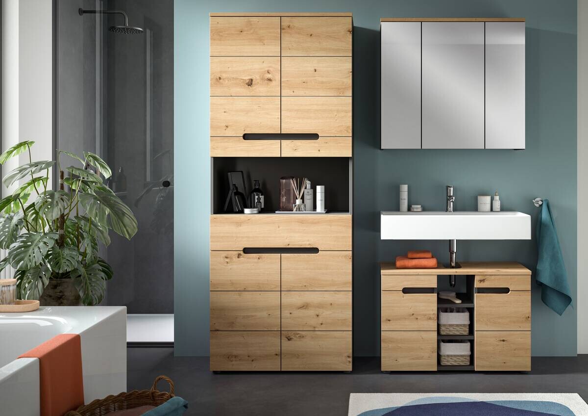 Badezimmer-Set Canu Basalt Eiche Artisan Nachbildung B/H/T: ca. 171x193x34 cm
