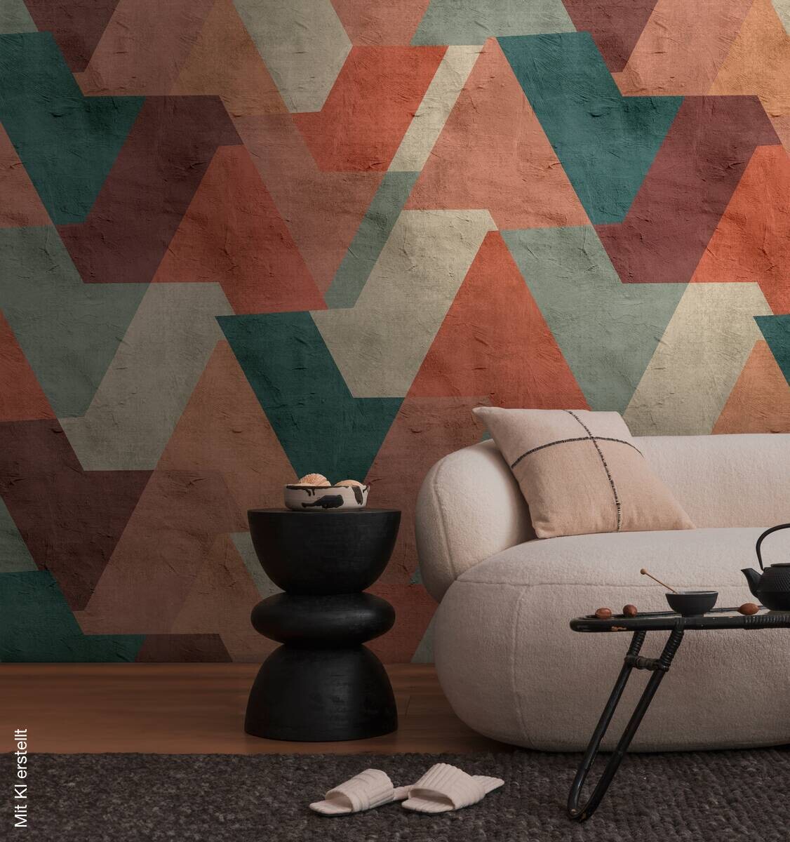 Livingwalls Fototapete Retro Design orange petrol grün B/L: ca. 280x159 cm