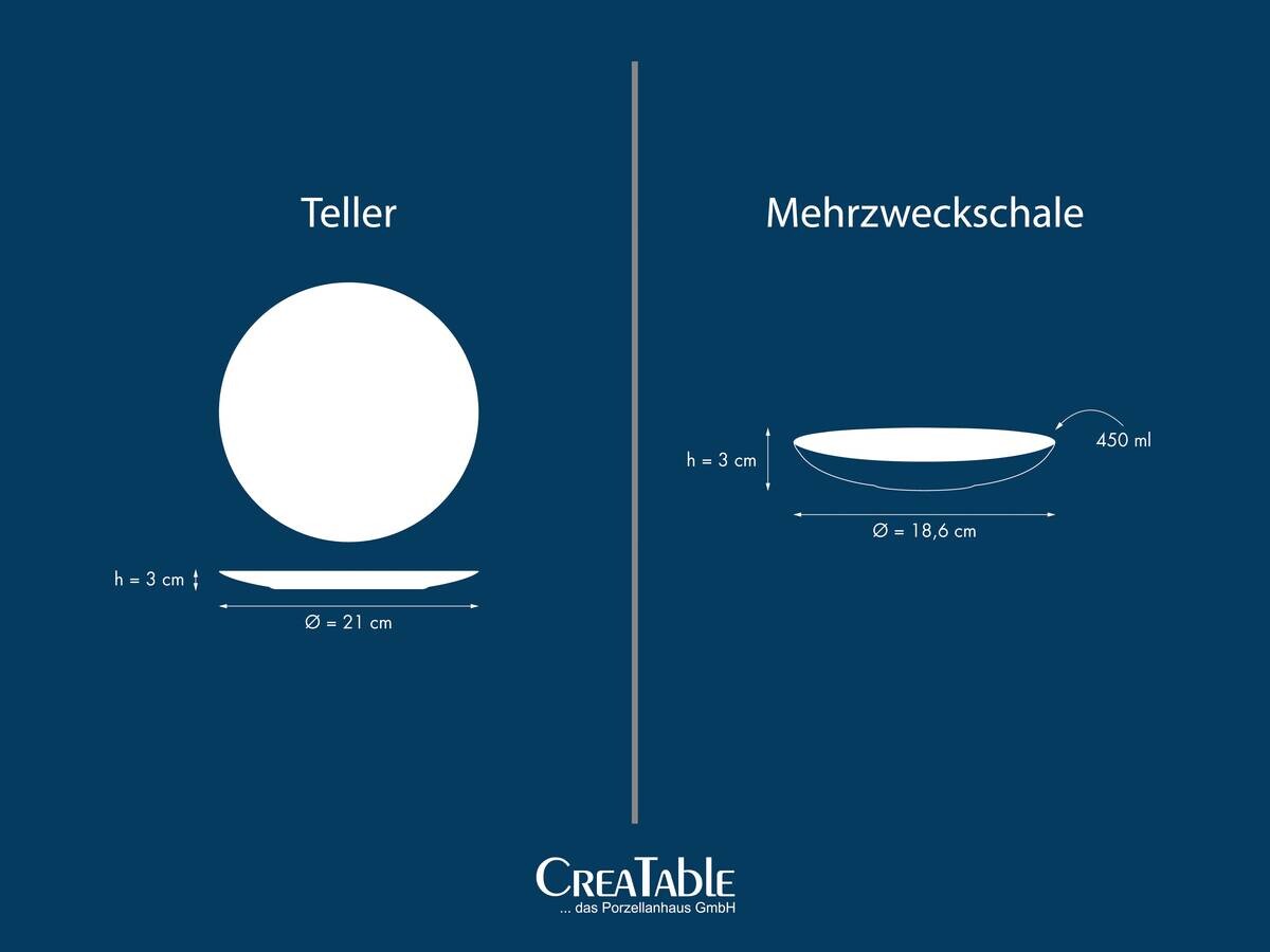 CreaTable Tellerset Freunde des Waldes beige Steinzeug D: ca. 21 cm