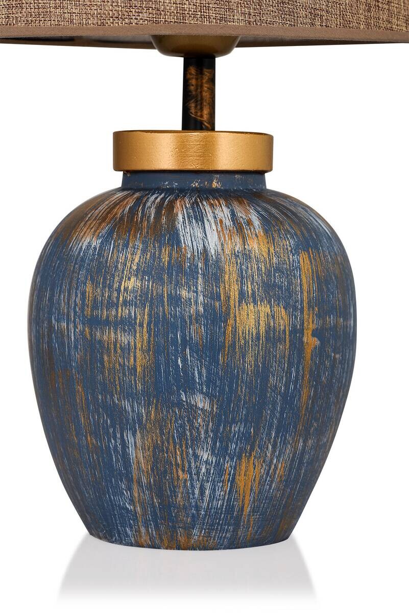 Opviq Tischleuchte TM167 blau braun Keramik B/H/T/L/D: ca. 30x48x30x30x30 cm E27 1 Brennstellen