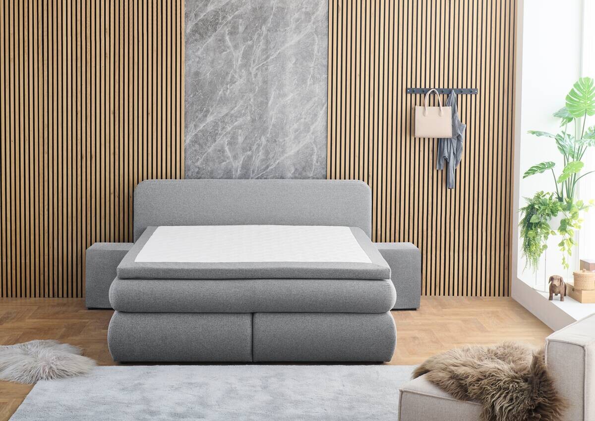 Boxspringbett Madeira Silbergrau Liegefläche B/L: ca. 180x200 cm