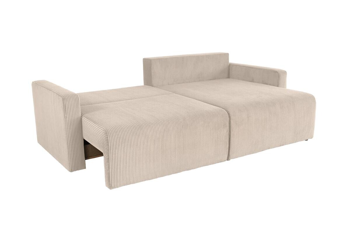 Ecksofa mit Bettfunktion und Bettkasten creme Microfaser B/H/T: ca. 227x92x146 cm