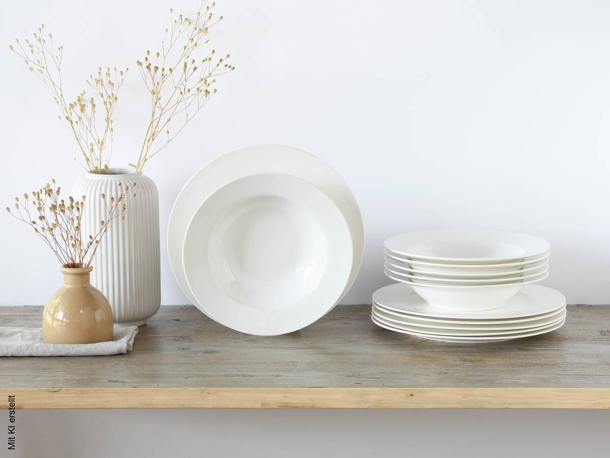 CreaTable Tafelservice Fleur Royal cremeweiß Porzellan 12 tlg.