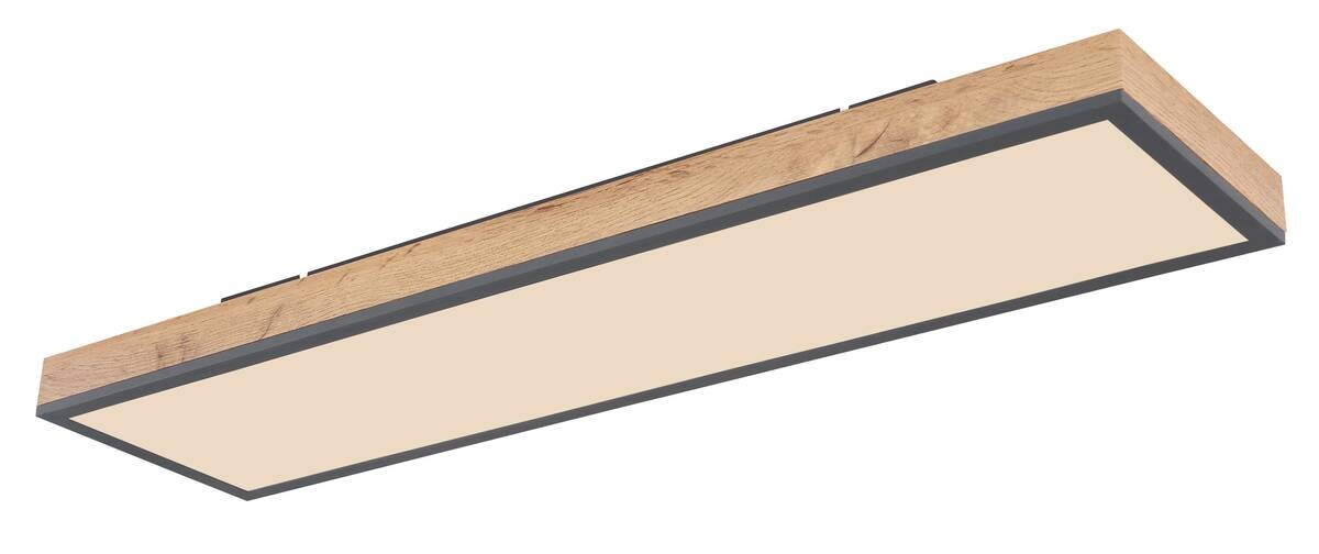 GLOBO LED-Deckenleuchte Graphit Holzoptik MDF Aluminium Acryl B/H/L: ca. 20x7,8x80 cm 1 Brennstellen