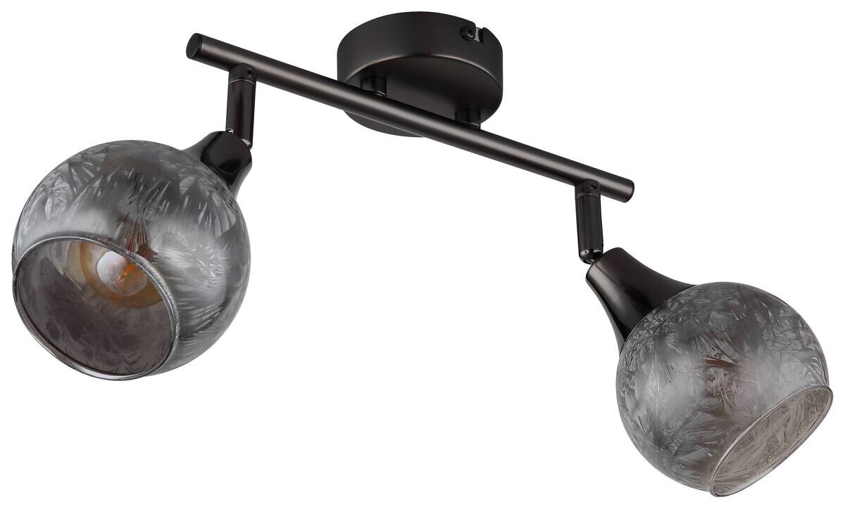 GLOBO Strahler schwarz Chrom Glas Metall B/H/L: ca. 11x26x16 cm E14 2 Brennstellen