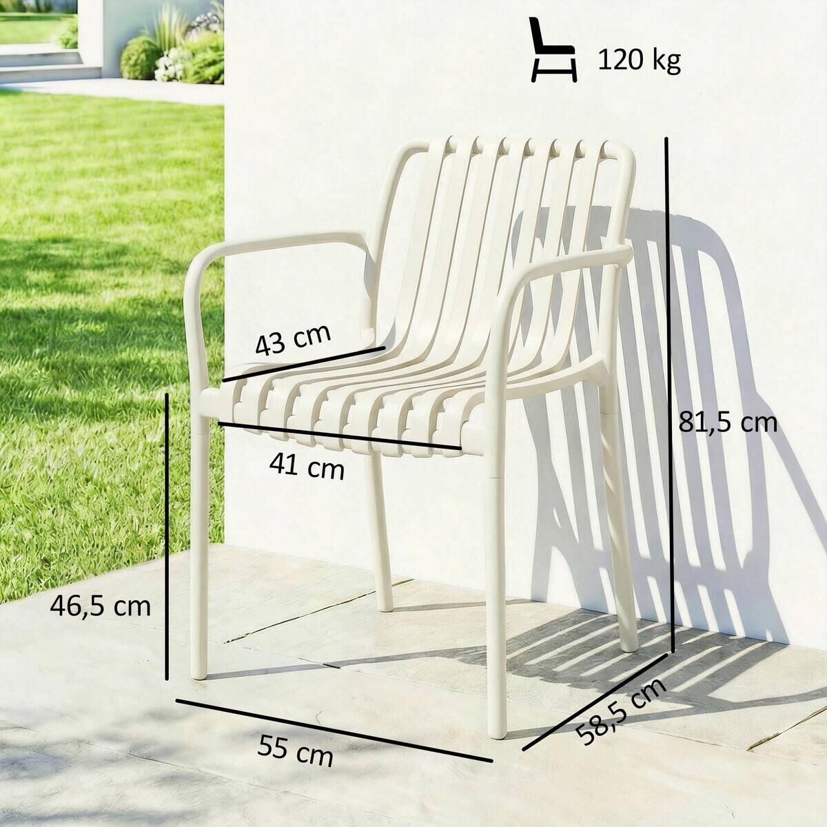 Outsunny Stapelstuhl creme Kunststoff B/H/L: ca. 55x81,5x58,5 cm