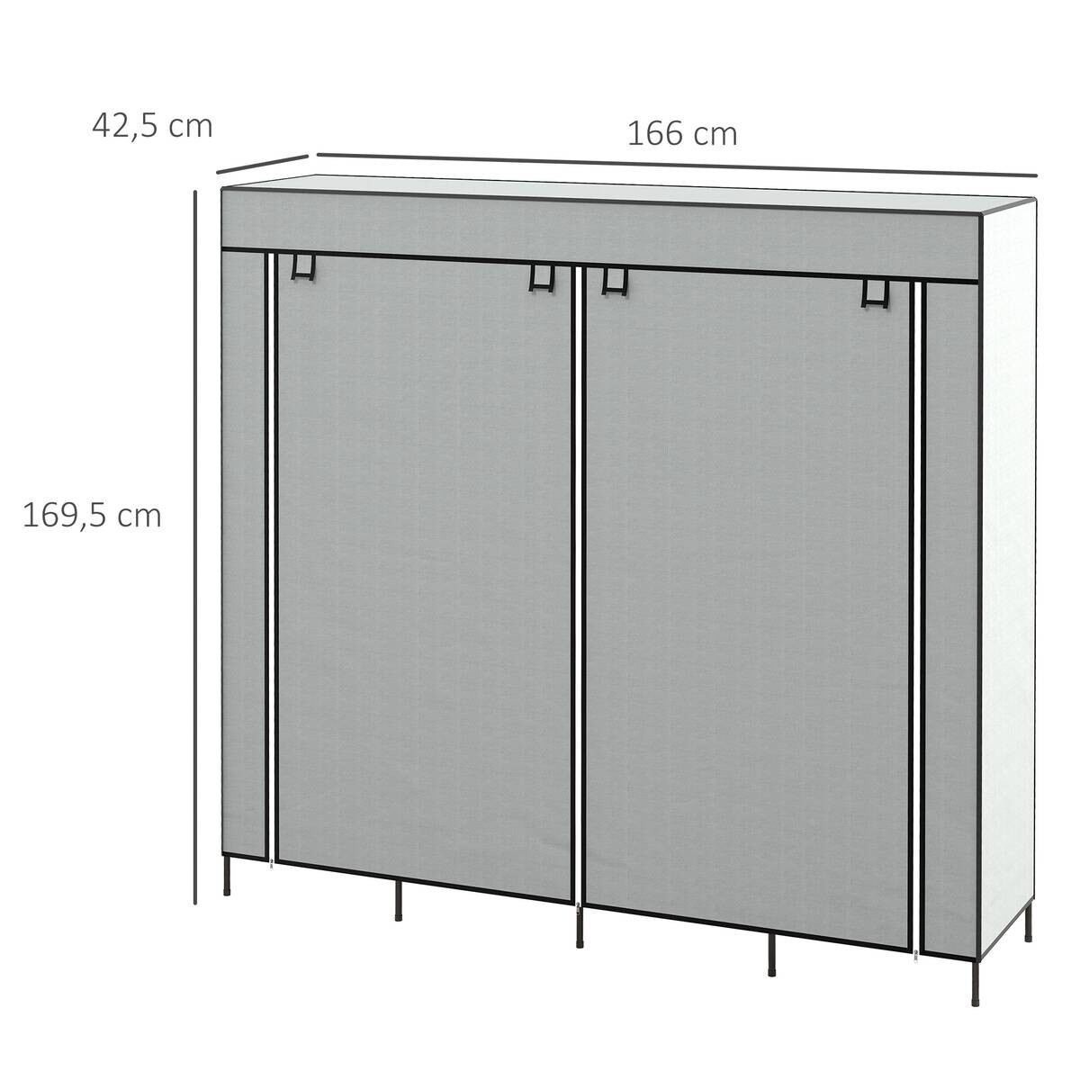 HOMCOM Kleiderschrank dunkelgrau Polypropylen B/H/L: ca. 42,5x166x169,5 cm