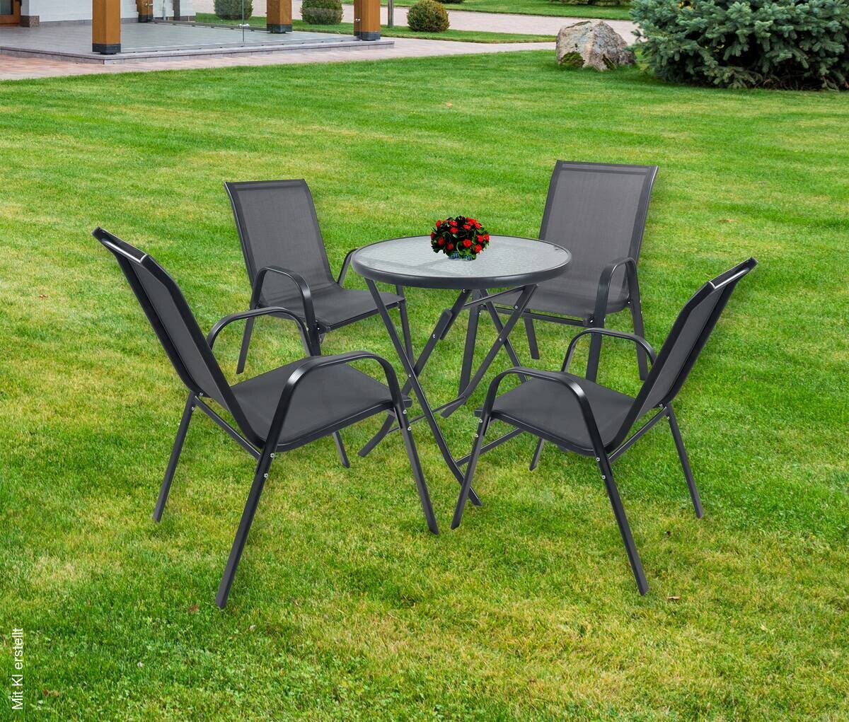 VCM Gartensitzgruppe Sonlas anthrazit Glas B/H/L: ca. 56x89x73 cm