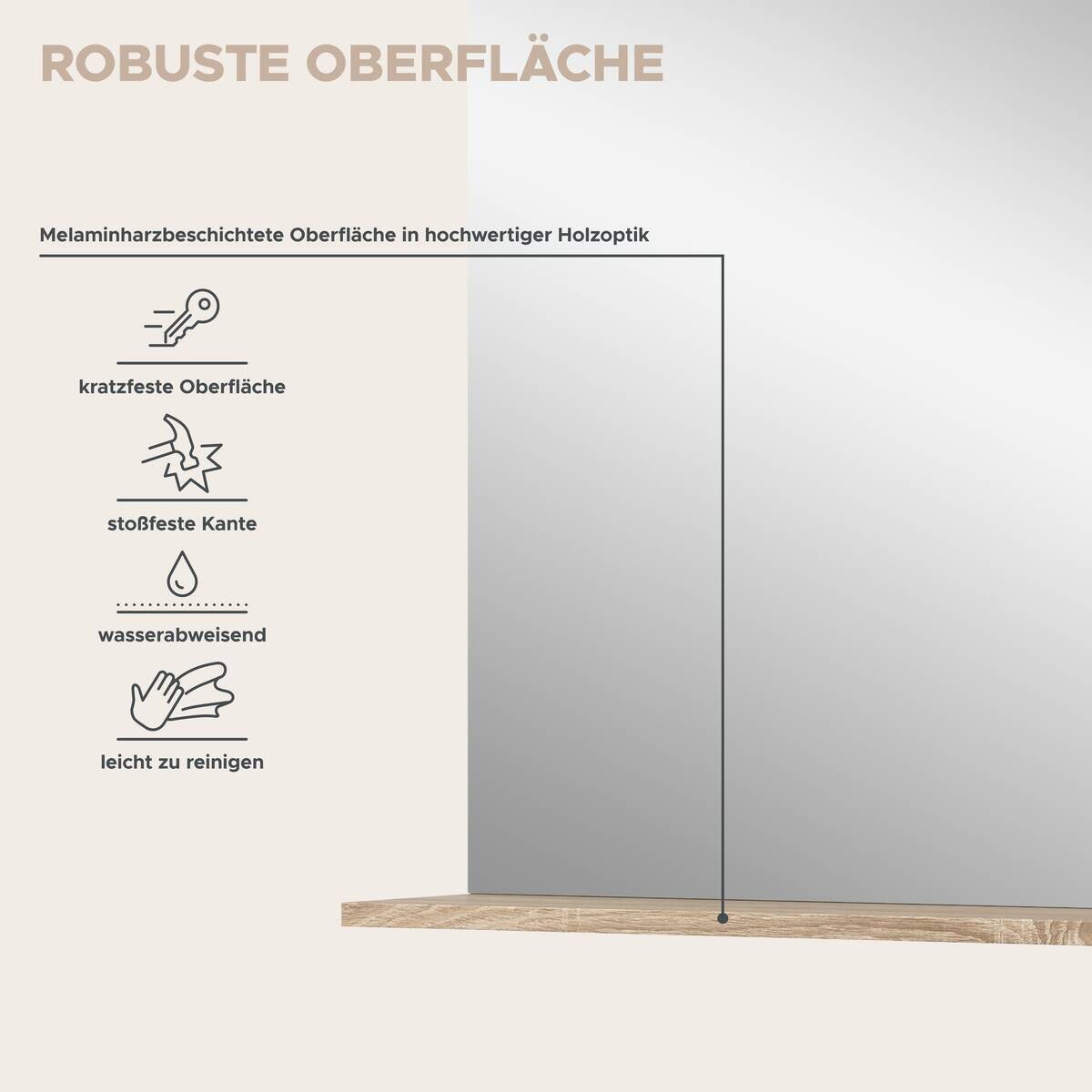 Badspiegel Lambada Eiche Sonoma Nachbildung weiß Hochglanz B/H/T: ca. 60x79x18 cm