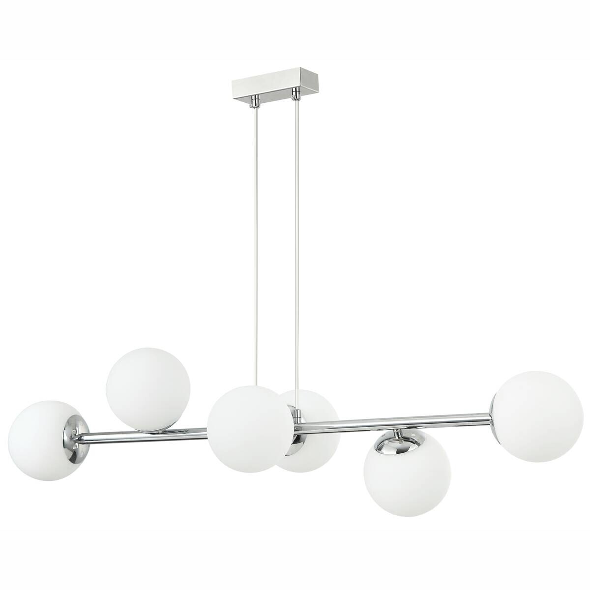 Lamkur Hängeleuchte Maddie Chrom Glas Stahl B/H/L: ca. 111x40x96 cm E14 6 Brennstellen