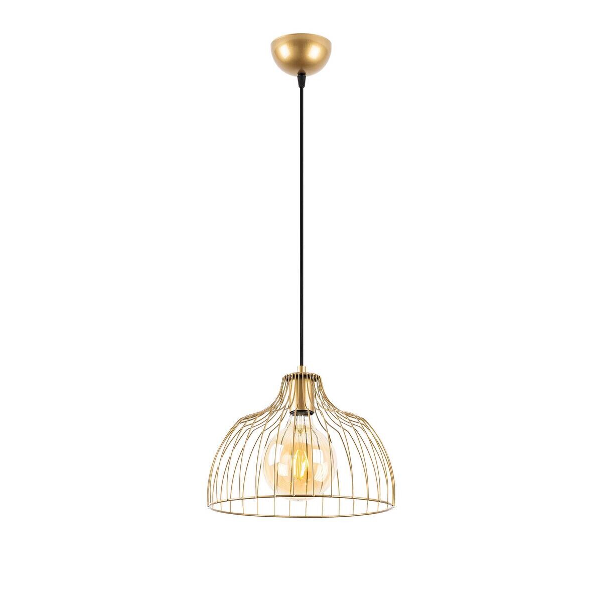 Pendelleuchte gold Metall B/H/L/D: ca. 28x126x28x28 cm E27 1 Brennstellen