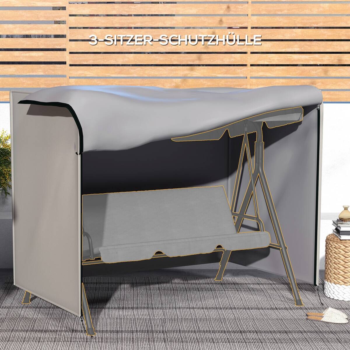 Outsunny Abdeckplane grau Polyester B/H/L: ca. 124x205x164 cm