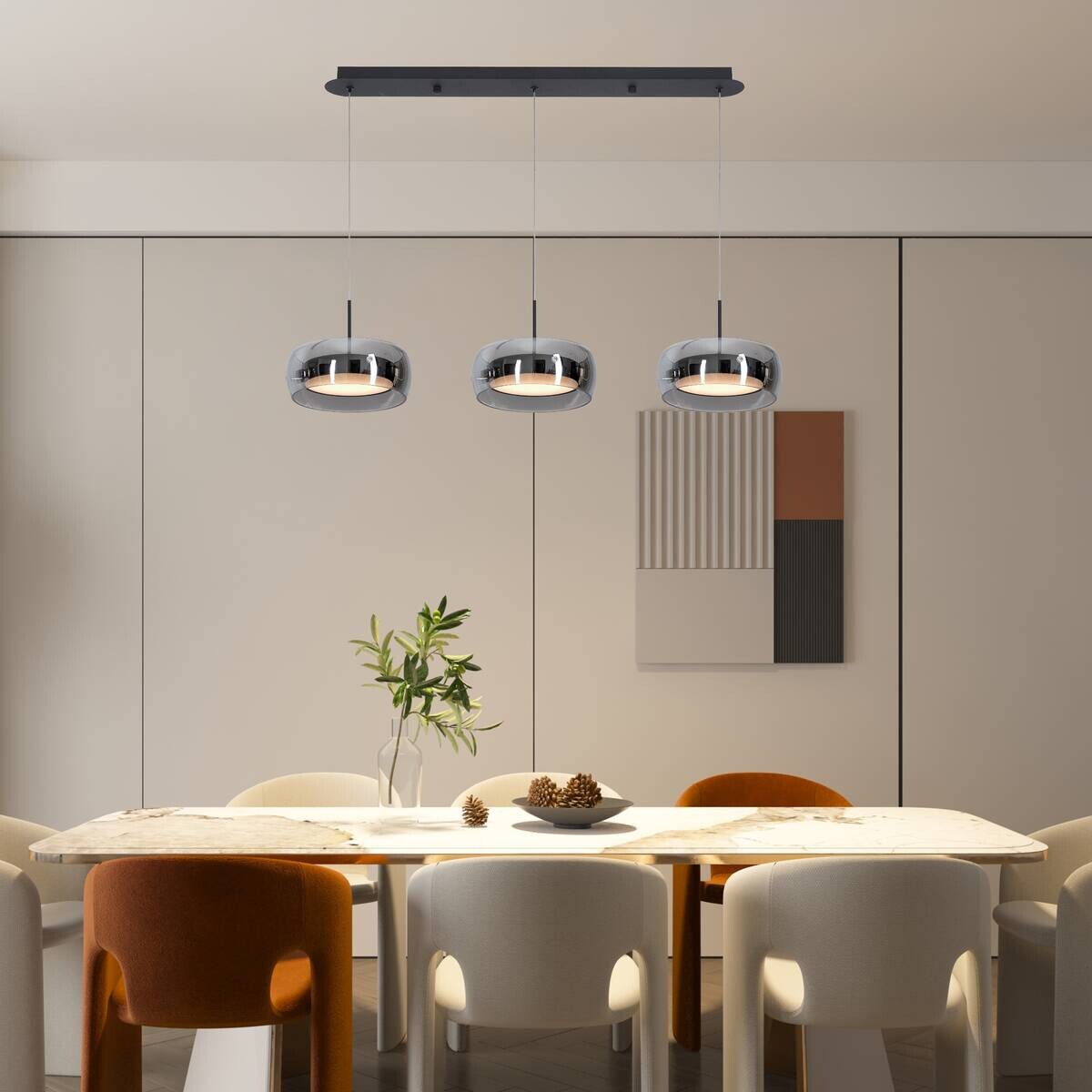 POCOline LED-Pendelleuchte Ole schwarz Metall Glas B/H/L: ca. 20x80x80 cm