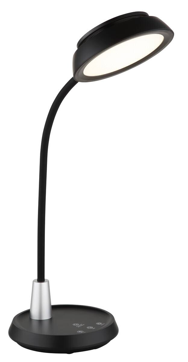 GLOBO Tischleuchte schwarz Opal silber Silikon PVC Kunststoff B/H/L: ca. 17,2x44,8x30,6 cm 1 Brennstellen