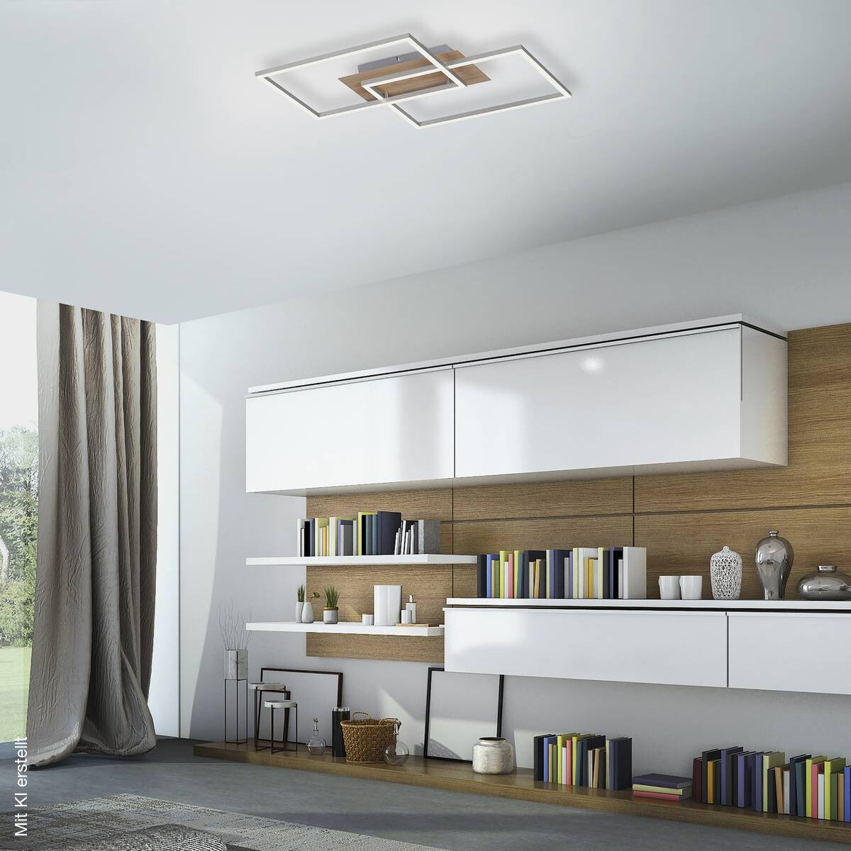 Just Light Deckenleuchte PN14018-78 Iven stahlfarbig natur Aluminium Stahl Kunststoff B/H/L: ca. 42x7x50 cm