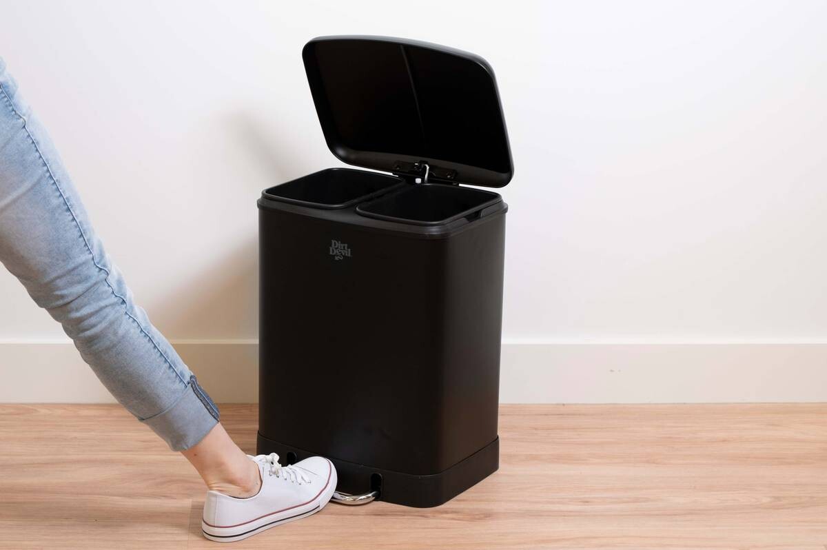 Treteimer schwarz Stahl B/H/T: ca. 37x50x34 cm