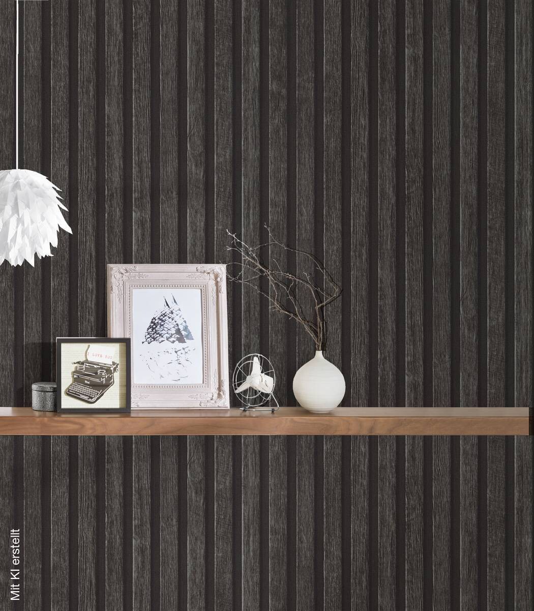 Vliestapete Holzoptik grau schwarz B/L: ca. 53x1005 cm
