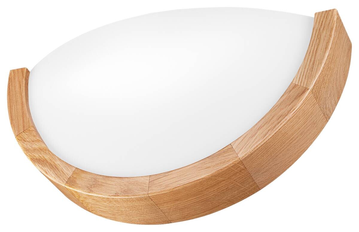 Lamkur Wandleuchte Eiche Holz Glas B/H/L: ca. 20x14x30 cm E27 1 Brennstellen