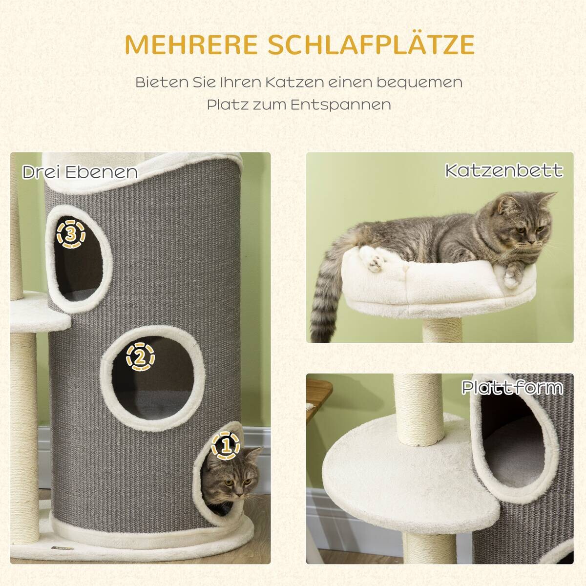 PawHut Kratzbaum wei Edelstahl B/H/L: ca. 44,5x60x109 cm | 599823600