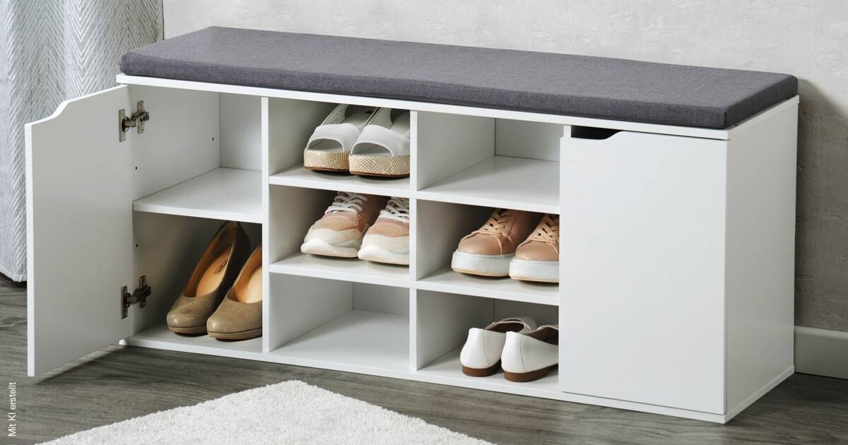 Kesper Schuhschrank mit Sitzkissen weiß Spanplatte B/H/T: ca. 103x48x30,5 cm