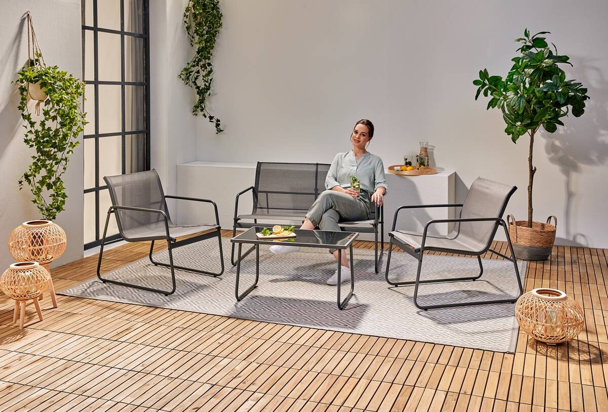 POCOline Gartensitzgruppe Malmö anthrazit Stahlrohr