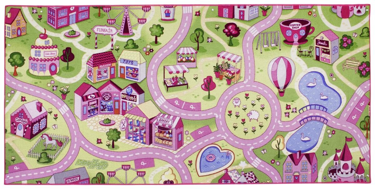 Kinderteppich Sweet Town pink B/L: ca. 95x200 cm