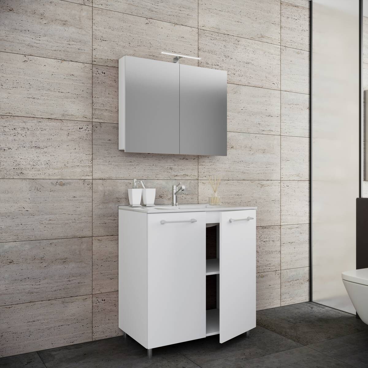 Waschplatz 3tlg-Gilos weiß B/H/T: ca. 80x86x46 cm