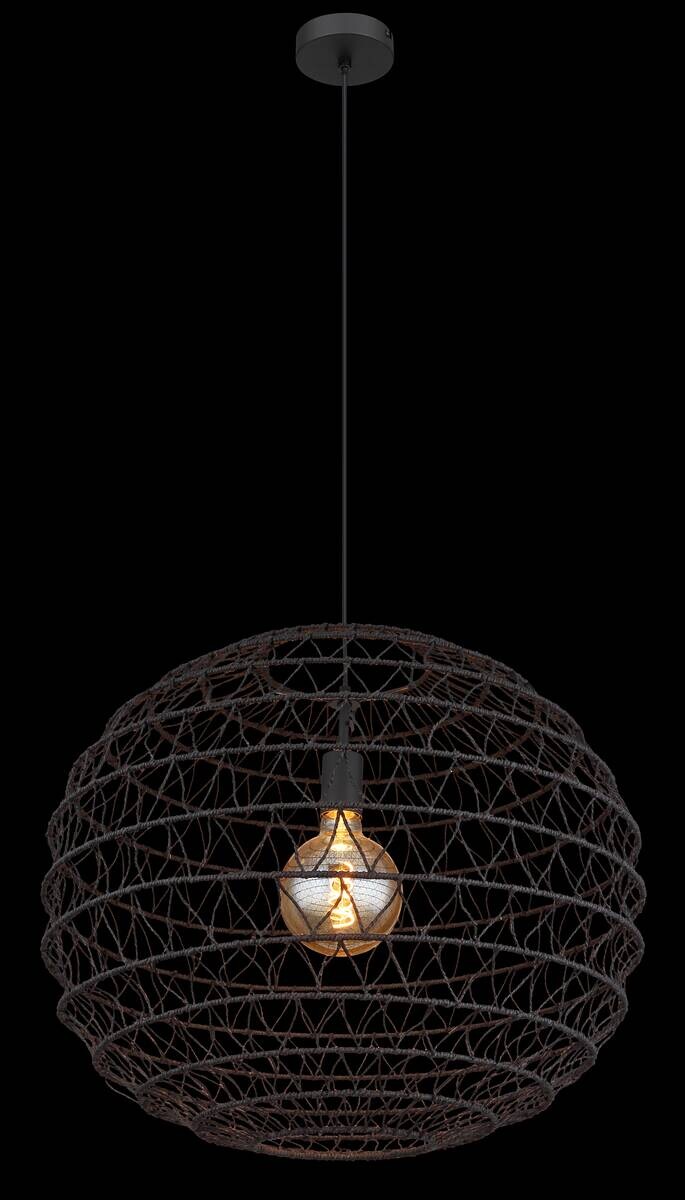 GLOBO Pendelleuchte schwarz mattschwarz Metall Papier H/D: ca. 120x59 cm E27 1 Brennstellen
