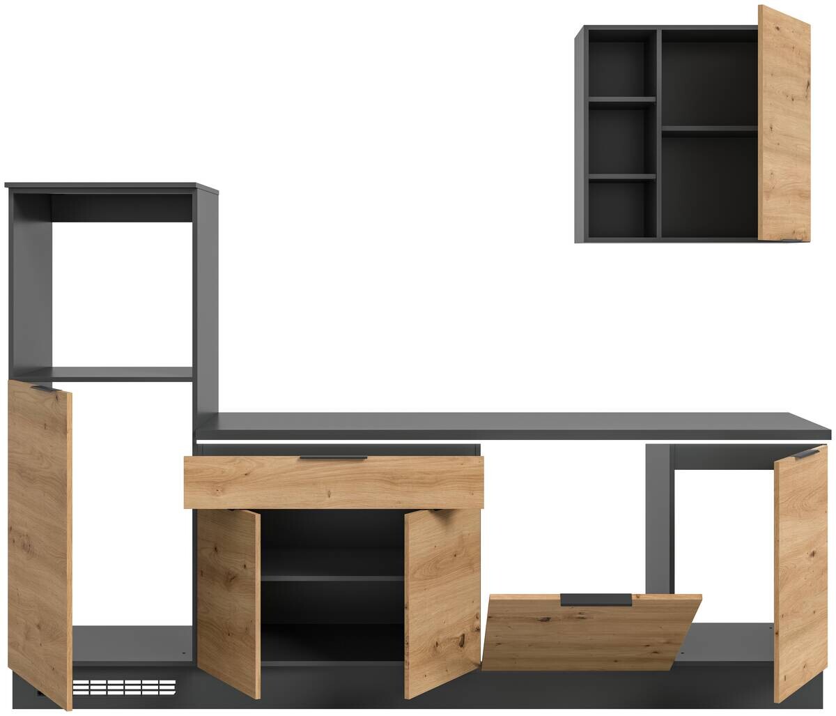 xonox.home Küchenblock Charly Eiche Artisan Nachbildung B/H/T: ca. 260x222x60 cm