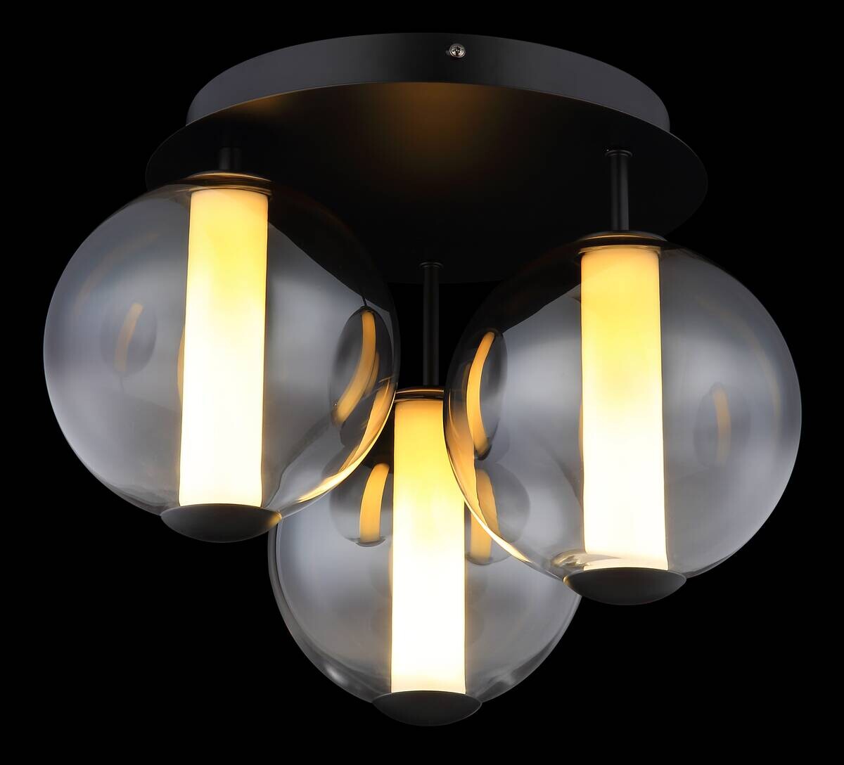 GLOBO Deckenleuchte Rauch Opal mattschwarz Metall Glas H/D: ca. 29,5x38 cm 1 Brennstellen