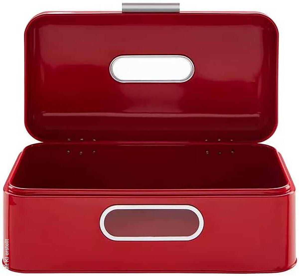 ECHTWERK Brotkasten Retro rot Metall B/H/L: ca. 23,8x17x42,5 cm