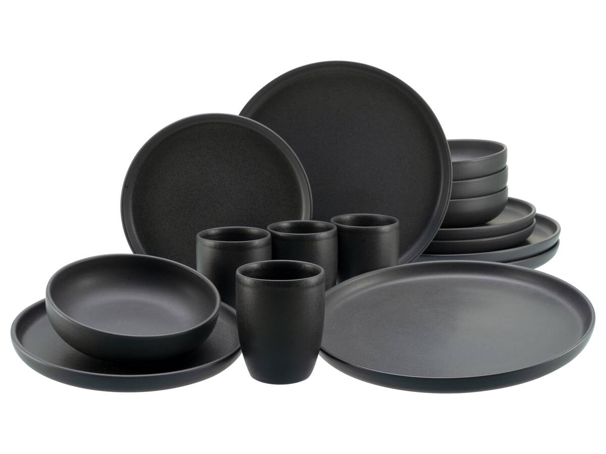CreaTable Kombiservice Uno BLACK schwarz Steinzeug 16 tlg.