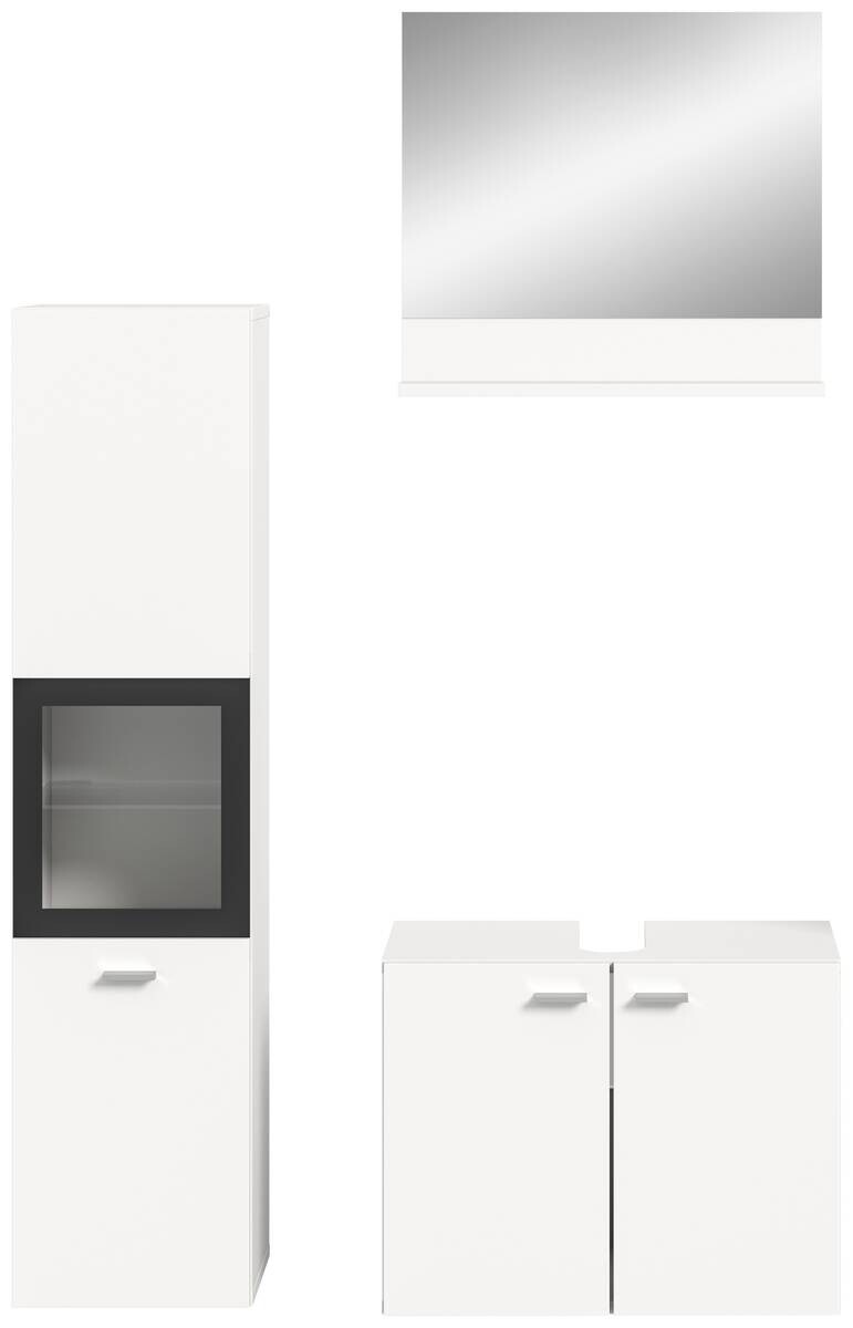 Badezimmer-Set BOSTON weiß schwarz B/H/T: ca. 102x186x33 cm