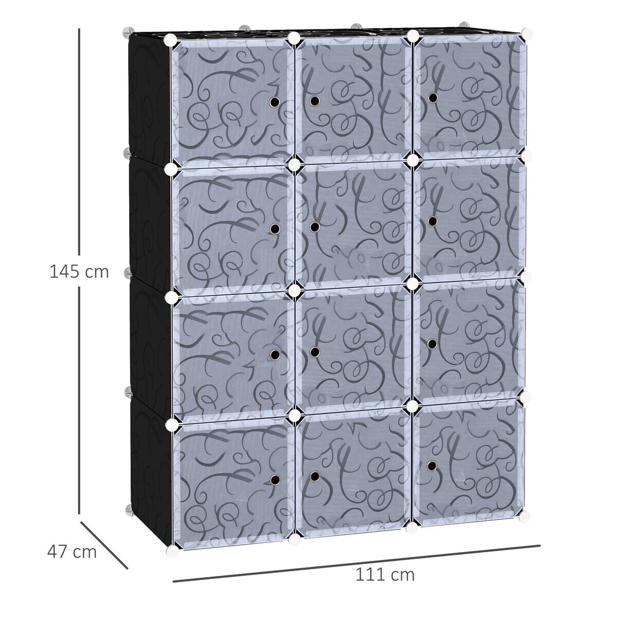 HOMCOM Kleiderschrank schwarz Polypropylen B/H/L: ca. 47x111x145 cm