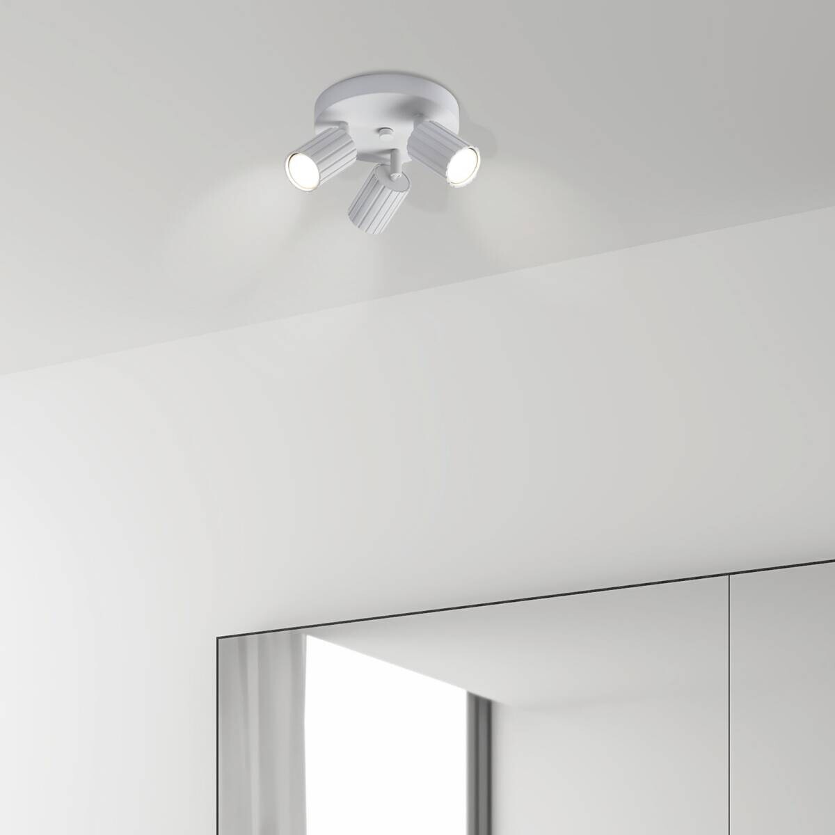 Lamkur Strahler Prisma weiß Stahl B/H/L: ca. 18x19,5x18 cm 3 Brennstellen