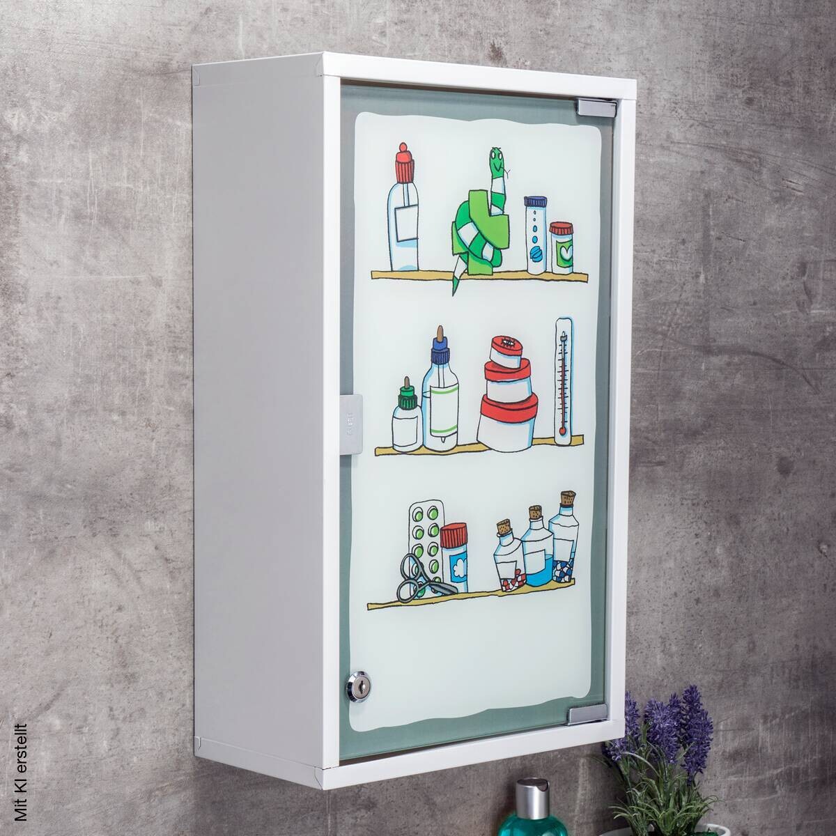 Medizinschrank weiß Stahl B/H/T: ca. 30x50x15 cm