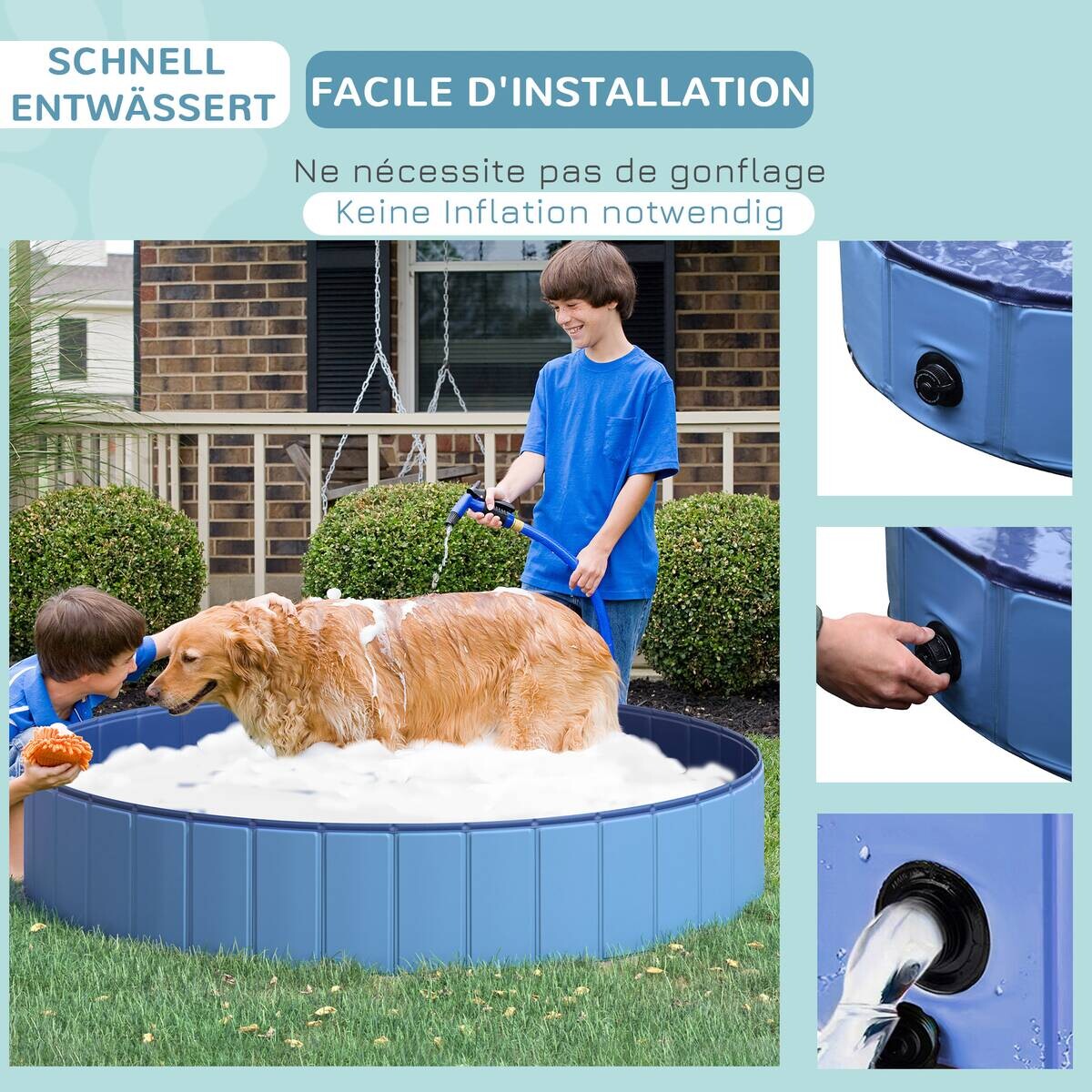 PawHut Hunde-Zubehör blau Polypropylen B/H/L: ca. 120x120x30 cm