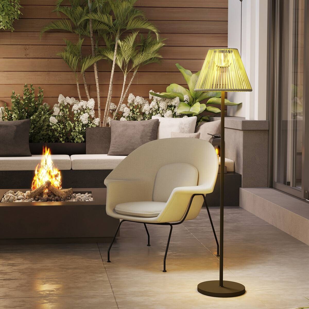 Solarleuchte grau Polyethylen Stahl B/H/L: ca. 33x135x33 cm