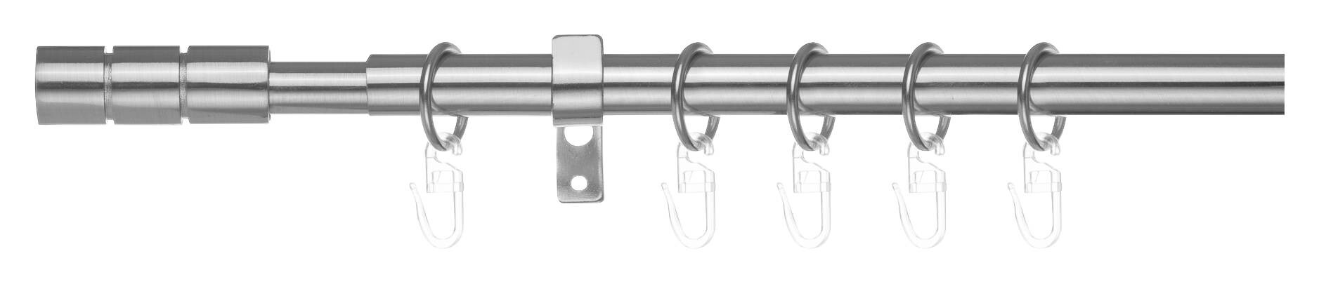 LICHTBLICK Gardinenstange Zylinder Chrom Metall D: ca. 2 cm ausziehbar von ca. 130 bis 240 cm 1.0 Läufe
